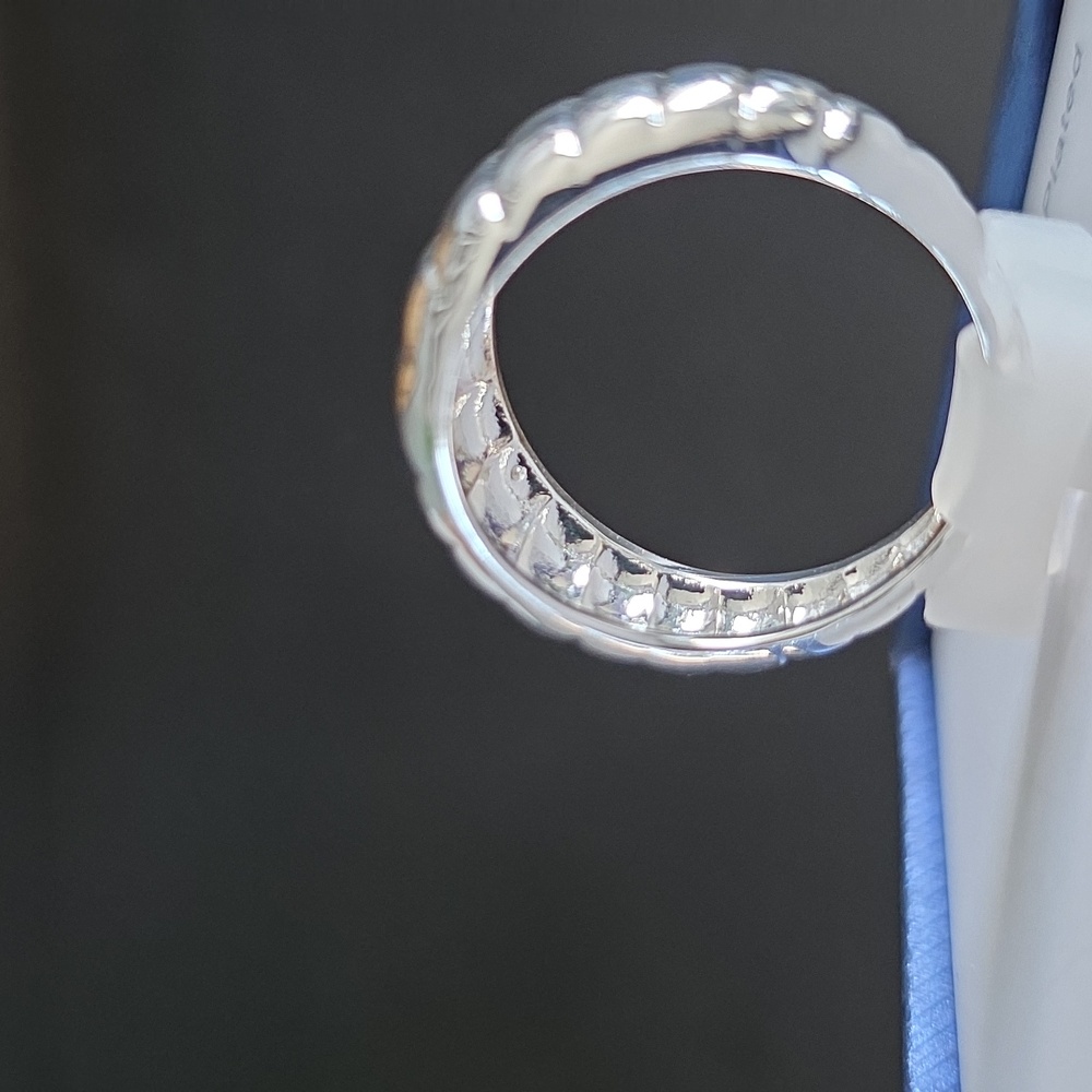 Silver Plated Ribbed Band Statement Ring | Size 10 - Picture 9 of 17